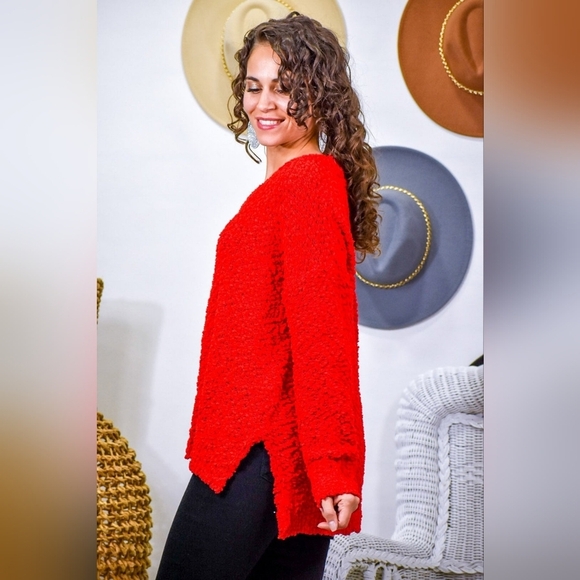 Bundle 2 B Sweater for $59 Miracle Fancy Soft Vibrant Red Popcorn Knit Sweater - Picture 7 of 9